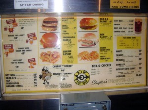 This is the old A&W menu back in 1974 when I was 13 years old.  Photo courtesy of old.http://www.oldlarestaurants.com/aw-root-beer/